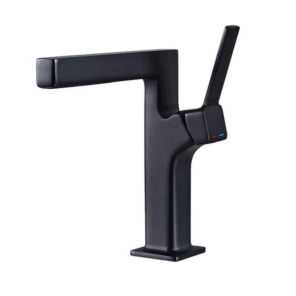 AIMADI Single Handle Single Hole Bathroom Faucet Modern Waterfall Brass Bathroom Sink Taps in Matte Black
