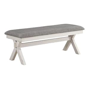 Paramus Gray and Antique White Upholstered Dining Bench