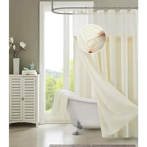 Hotel Complete 72 in. Ivory Textured Waffle Shower Curtain with Detachable Liner