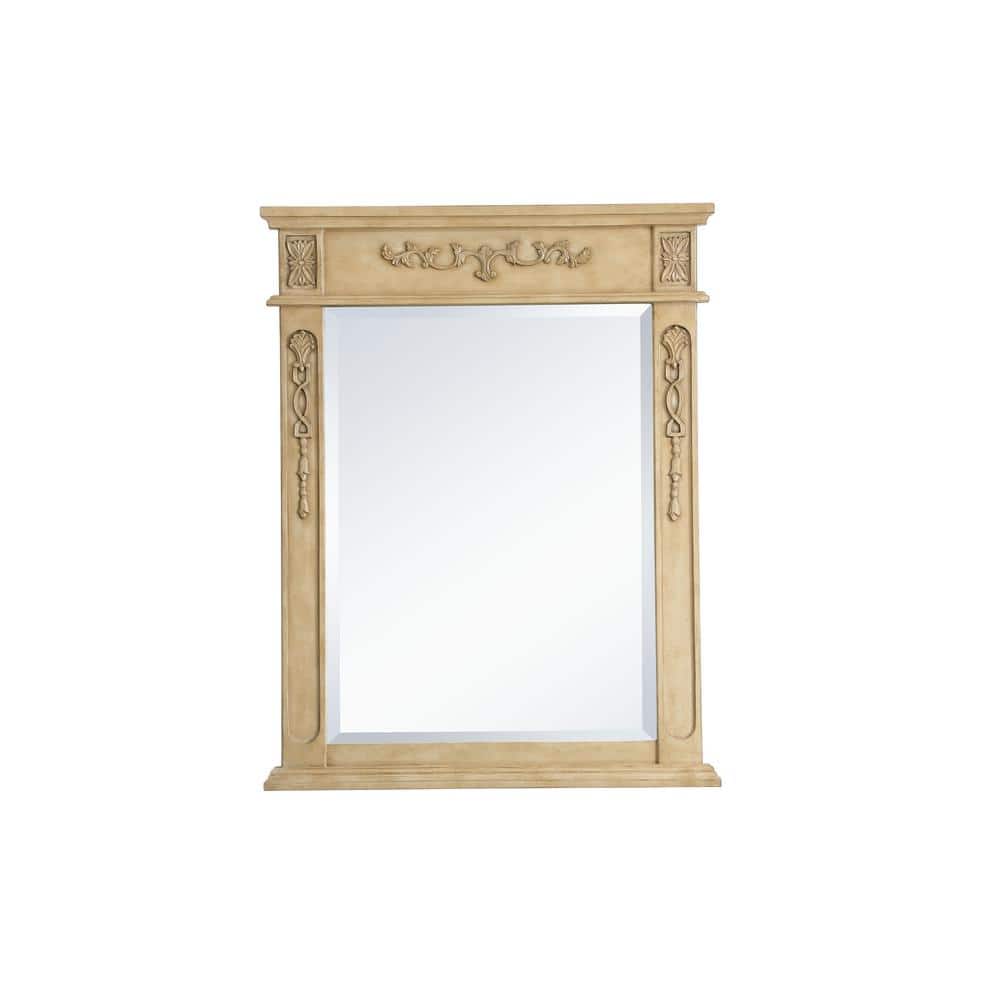 Medium Rectangle Antique Beige Contemporary Mirror (36 in. H x 28 in. W)
