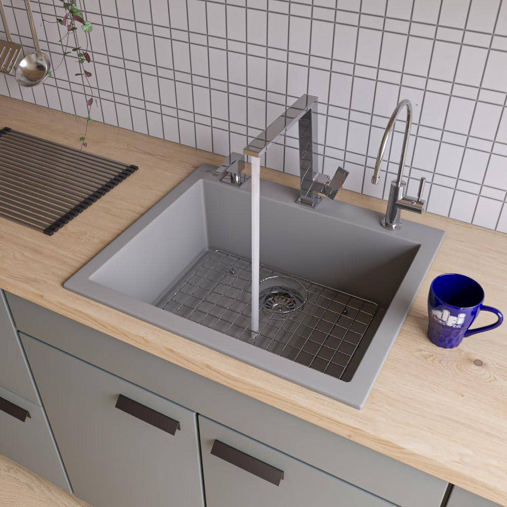 Alfi Brand AB2420DI-T 23.63'' L Drop-In Single Bowl Granite Kitchen Sink