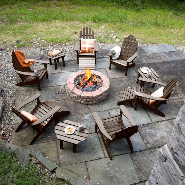 Classic Wesport Weathered Acorn 12-Piece Recycled Plastic Patio Fire Pit Seating Set