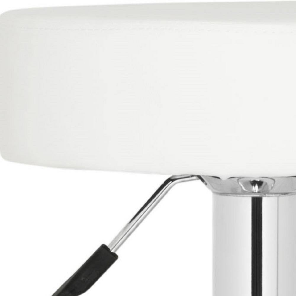 White Adjustable Swivel Backless Metal Bar Stool