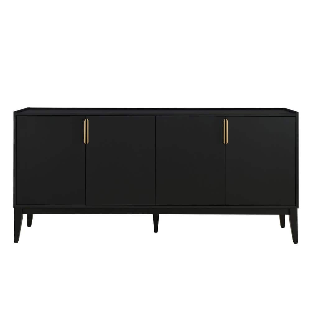 63.00 in. W x 15.60 in. D x 29.90 in. H Black Linen Cabinet Sideboard with 