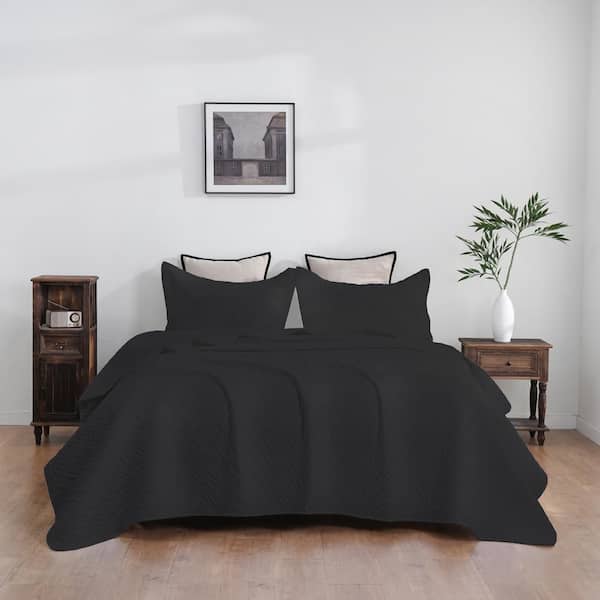 Bafode 3-Piece Black Polyester Full Size Comforter Set