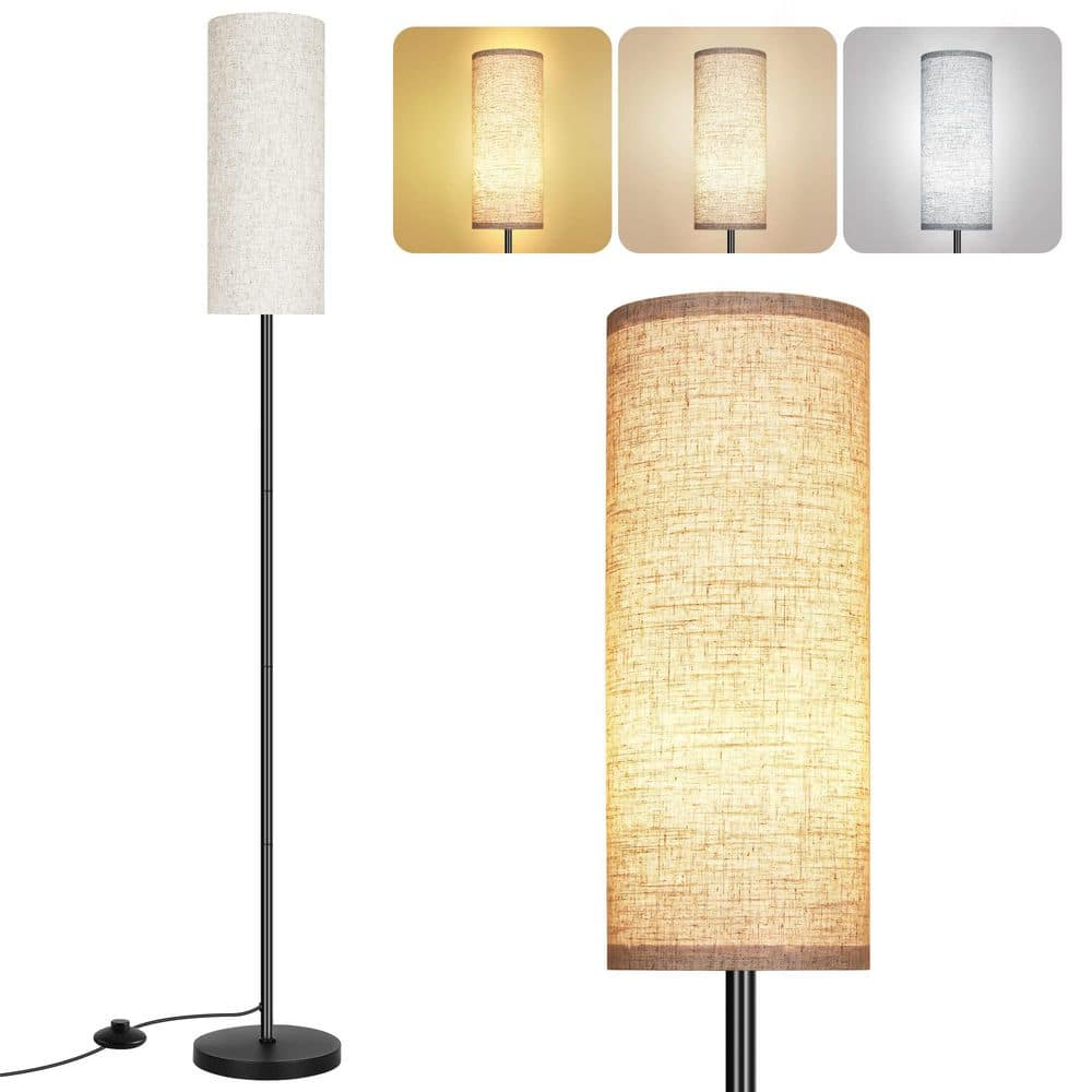 61.5 in. Black Minimalist Standard Floor Lamp, Modern Standing Lamps with Foot Switch,Beige Lampshade(Bulb Not Included) price history on PriceWatchPro