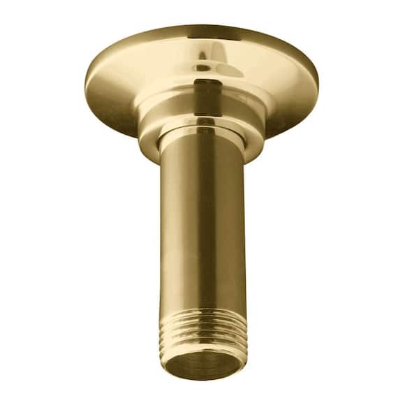 KOHLER 3 in. Straight Ceiling-Mount Shower Arm and Flange, Vibrant French Gold