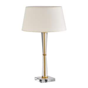 Swanson 23 in. 1-Light Indoor Gold and Off White Table Lamp with Light Kit