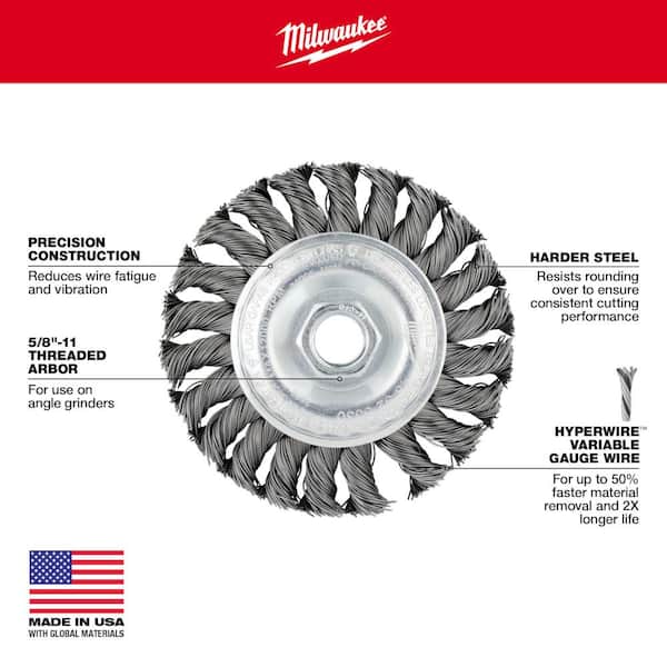 Warrior 4 Inch Stainless Steel Knotted Wire Wheel | Brand New, USA Seller, Fast Shipping