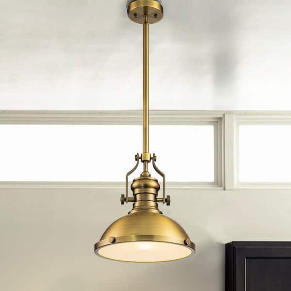 ALOA DECOR Modern 60-Watt 1-Light Antique Brass Island Pendant Light with Glass Dome Shade, No Bulbs Included