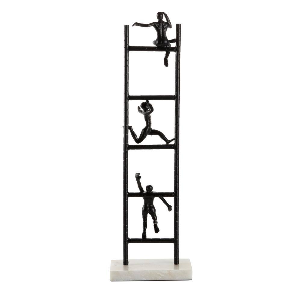 Black Metal Geometric Sculpture with Human Figures