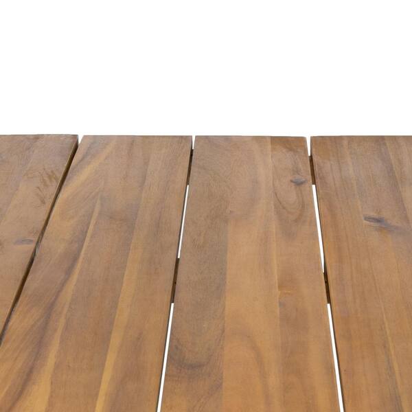 Teak Rectanle Metal 29 in. Outdoor Dining Table with Teak Rectanle Metal 29 in. Outdoor Dining Table with