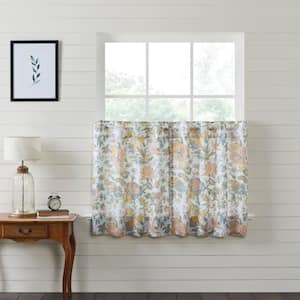 Wilder 36 in. W x 36 in. L Floral Light Filtering Tier Window Panel in Blue Green Pink Pair