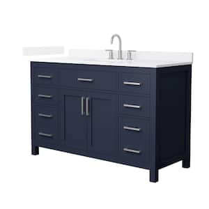 Beckett 54 in. Single Freestanding Dark Blue Bath Vanity with White Quartz Top (Assembled)