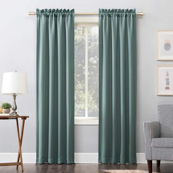 Sun Zero Gavin Energy Saving Mineral Polyester 40 in. W x 63 in. L Rod Pocket Blackout Curtain (Single Panel)