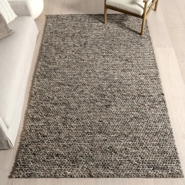 Penelope Braided Wool Area Rug Grey 9 ft. x 12 ft. Area Rug