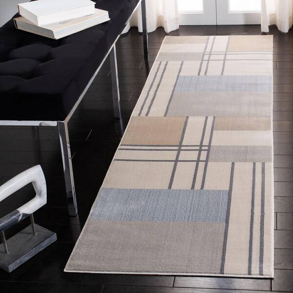 Orwell 2 ft. x 11 ft. Ivory/Taupe Abstract Geometric Runner Rug