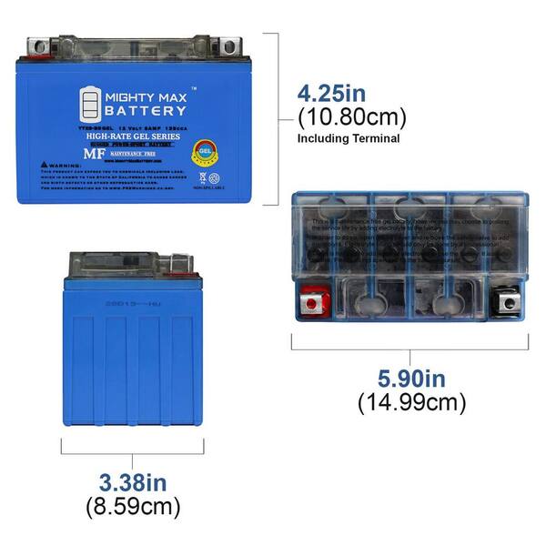 thumbnail image 2 of YTX9-BS Battery For Honda ATV TRX300EX TRX400EX - 12V 8AH 135 CCA Powersports Battery 2 of 5