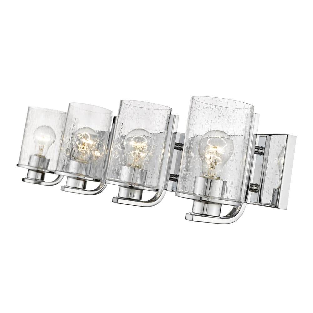 Beckett 34" Chrome 4-Light Vanity with Glass Shades