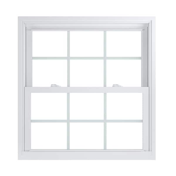 American Craftsman 35.75 in. x 37.25 in. 70 Pro Series Low-E Argon Glass Double Hung White Vinyl Replacement Window with Grids, Screen Incl