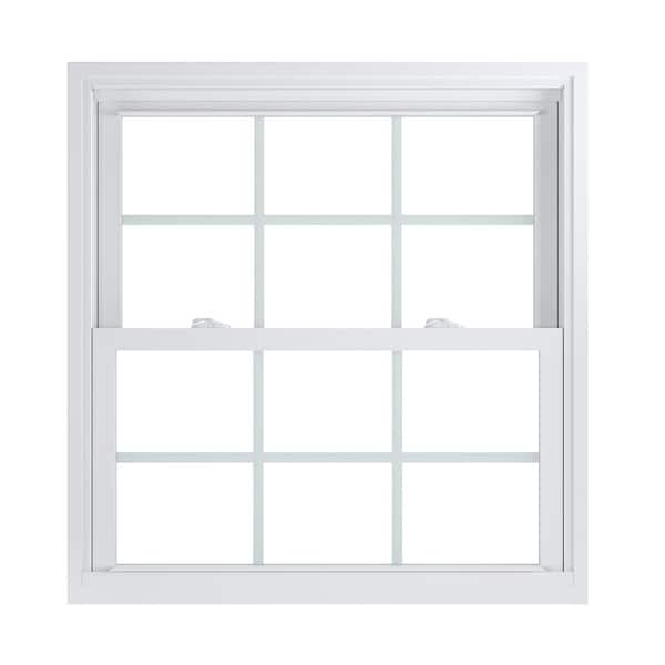 American Craftsman 35.75 in. x 37.25 in. 70 Pro Series White Double Hung Low-E2 Argon PS Glass Vinyl Repl Window with Grids, Screen Incl
