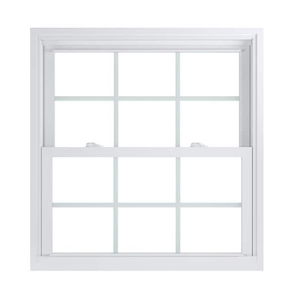 American Craftsman 35.75 in. x 37.25 in. 70 Pro Series Low-E Argon PS Glass Double Hung White Vinyl Repl Window with Grids, Screen Incl