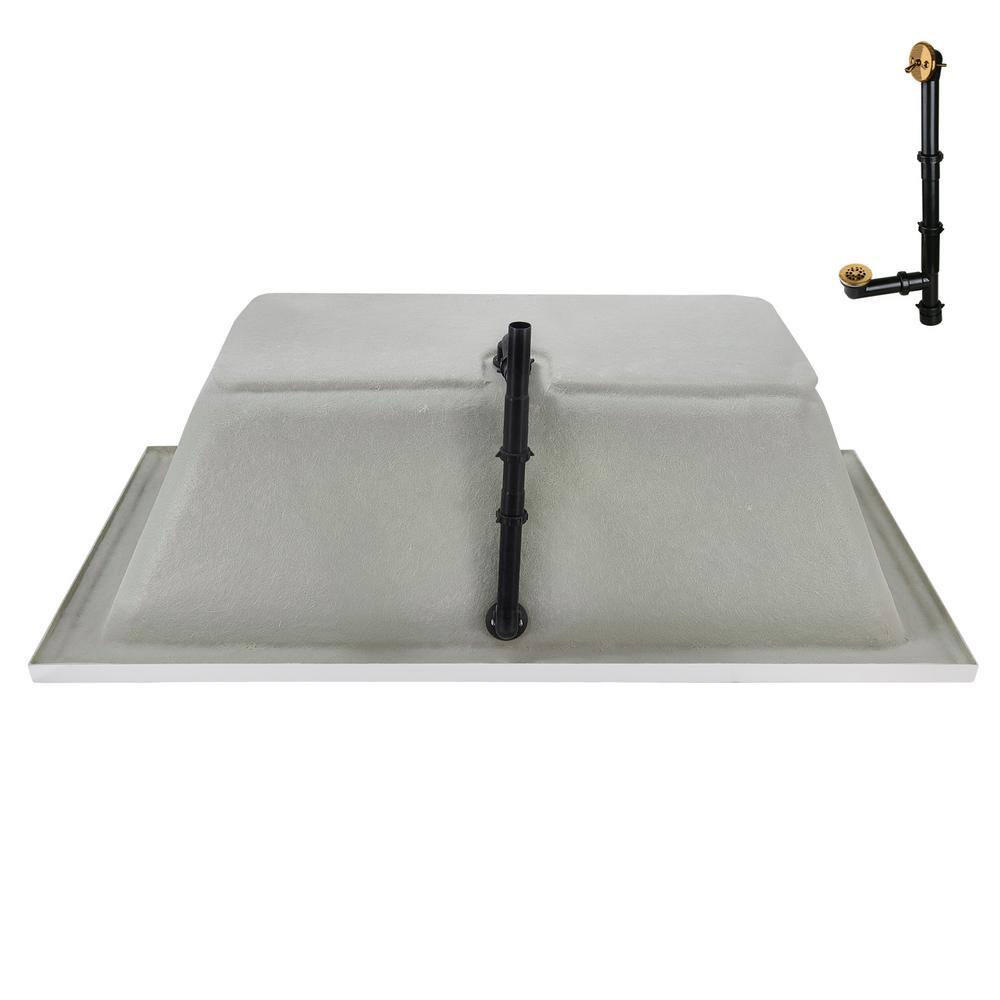 60" x 32" Glossy White Acrylic Soaking Drop-In Bathtub with Brushed Gold Drain