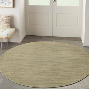Essentials 8 ft. Green Gold Round Abstract Contemporary Round Indoor/Outdoor Area Rug