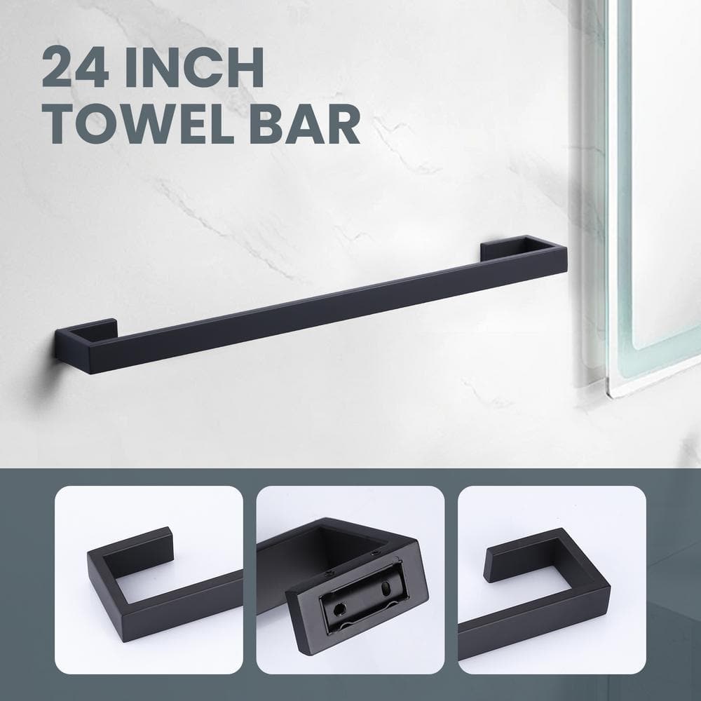 Matte Black 4-Piece Stainless Steel Bathroom Hardware Set