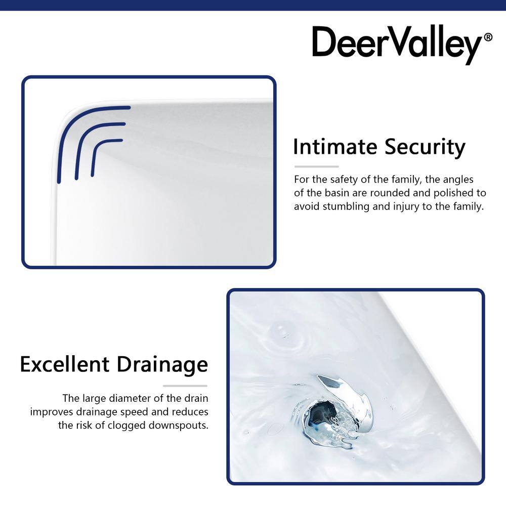 DeerValley 19'' White Ceramic Rectangular Above-Counter Vessel Sink