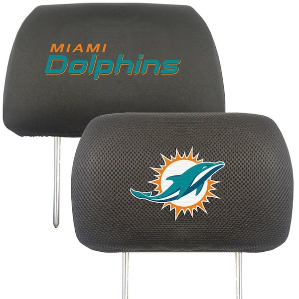 FANMATS NFL Miami Dolphins Black Embroidered Head Rest Cover Set (2-Piece)