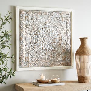 Metal Brown Scroll Wall Decor with Embossed Details