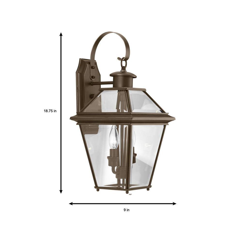 Burlington Bronze 2-Light Outdoor Wall Lantern with Beveled Glass