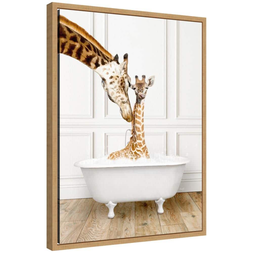 "Sylvie ""Mother and Baby Giraffe in Bathtub"" by Amy Peterson Animals Framed Art Print 24 in. x 18 in." price history on PriceWatchPro