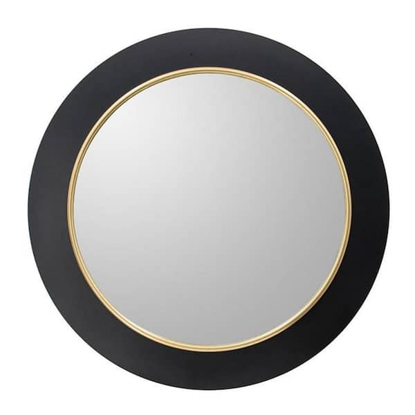 HomeRoots 31.5 in. W x 31.5 in. H Wood Black Vanity Mirror