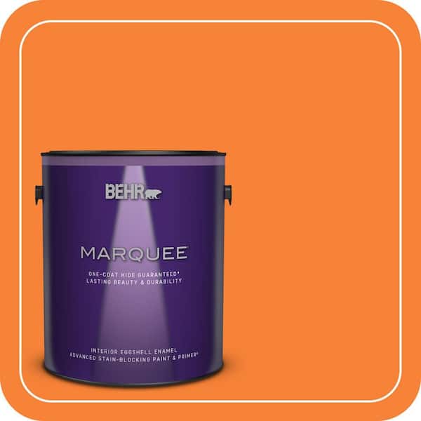 BEHR MARQUEE 1 gal. #230B-6 Orange Burst Eggshell Enamel Interior Paint & Primer