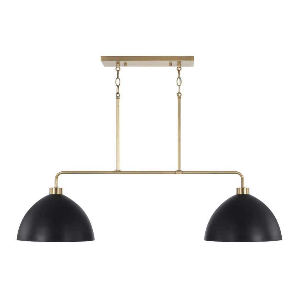 Ross 44 in. W x 11.50 in. H 2-Light Linear Chandelier in Aged Brass and Black price history on PriceWatchPro