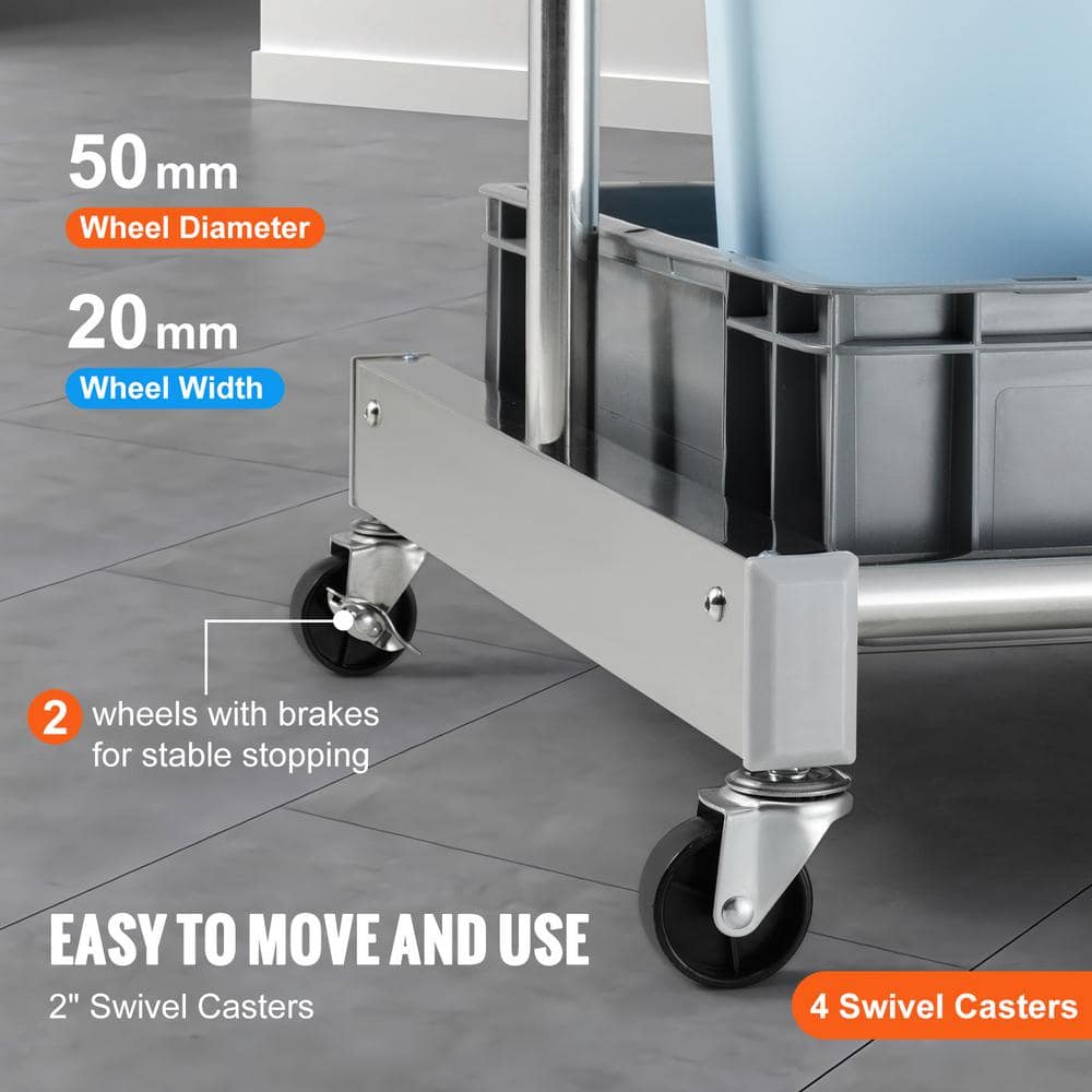 Stainless Steel Garden Tool Organizer with Wheels, 10 Slots