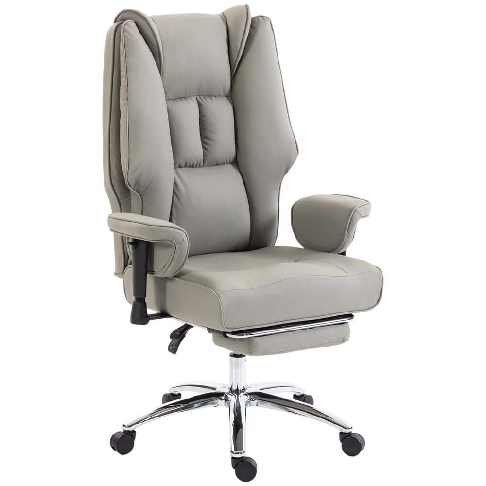 Faux Leather Ergonomic Executive Office Chair in Light Gray with Foot Rest, Adjustable Armrests,High Back price history on PriceWatchPro