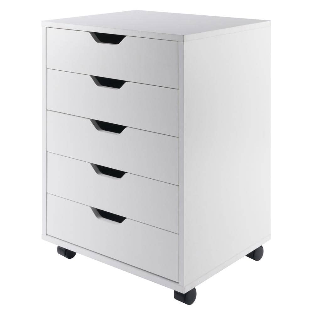 Halifax White 5-Drawer Cabinet Cart