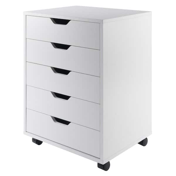 Unbranded Halifax White 5-Drawer Cabinet Cart