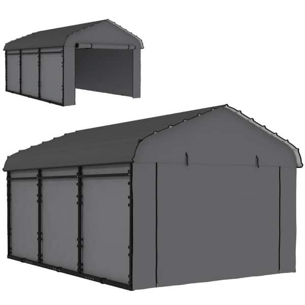 Dark Gray 10x15ft Stable Car Tent Shelter Heavy Duty Carport for Outdoor