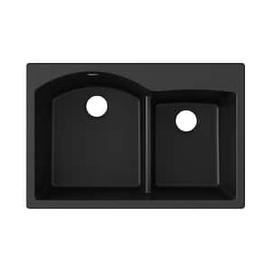 Quartz Classic  33in. Drop-in 2 Bowl  Black Granite/Quartz Composite Sink Only and No Accessories