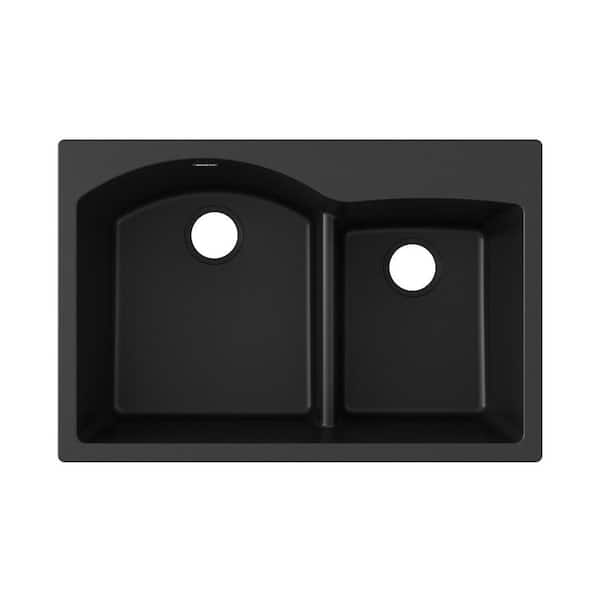 Elkay Quartz Classic  33in. Drop-in 2 Bowl  Black Granite/Quartz Composite Sink Only and No Accessories