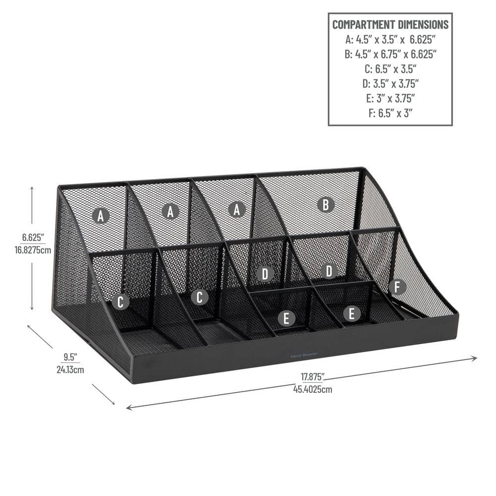 Black Mesh 11-Compartment Cup and Condiment Organizer