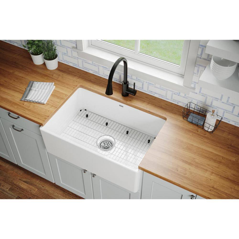 Elkay White Fireclay 30" Farmhouse Kitchen Sink