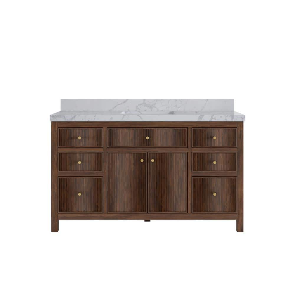 トト Willow Collections Sonoma Teak 60 in. Single Sink Freestanding