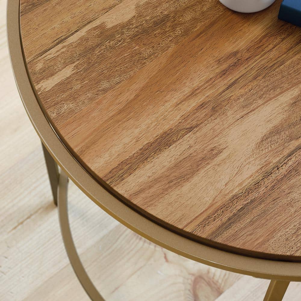 Sindoori Mango Round Wood and Metal Side Table