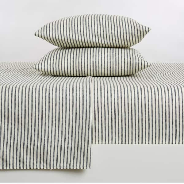 FRESHFOLDS 4-Piece Premium Soft Striped Dark Grey Microfiber Full Sheet Set