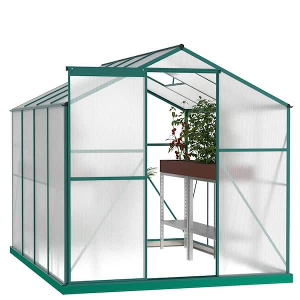 74 in. W x 99 in. D x 78 in. H Polycarbonate Greenhouse, Heavy Duty Walk-in Plant Garden Greenhouse for Backyard